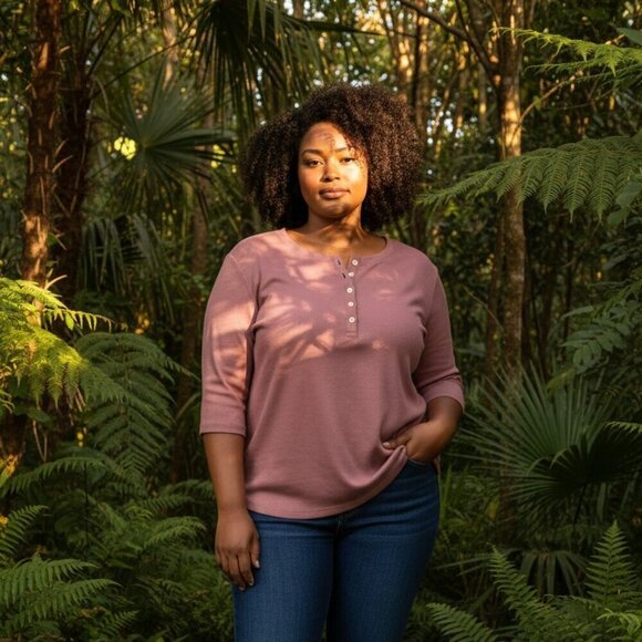 Unbranded Tops - Women's XXL Pink Linen/Cotton 3/4 Sleeve Blouse Top